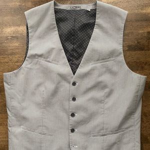Express Men’s Light Gray Pinstripe Vest, XL